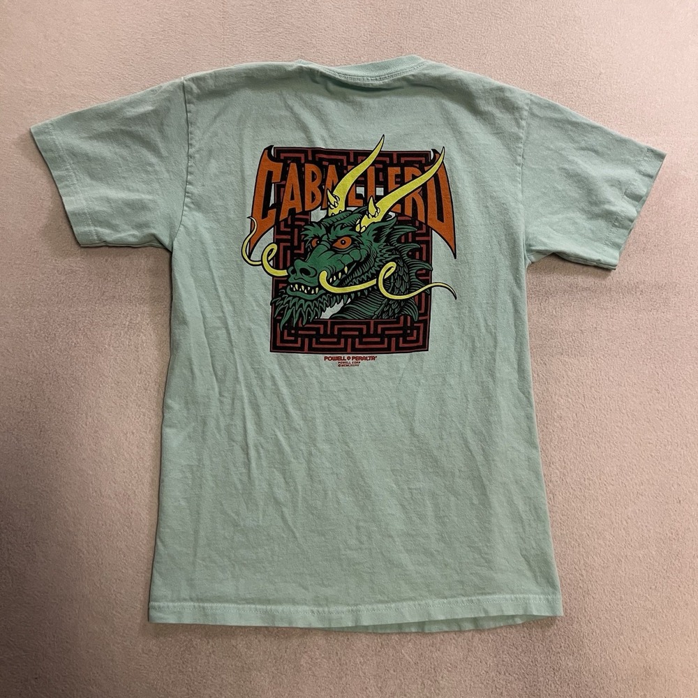 Powell Peralta T-shirt Men's Size Small Blue Caballero Dragon Short Sleeve Tee